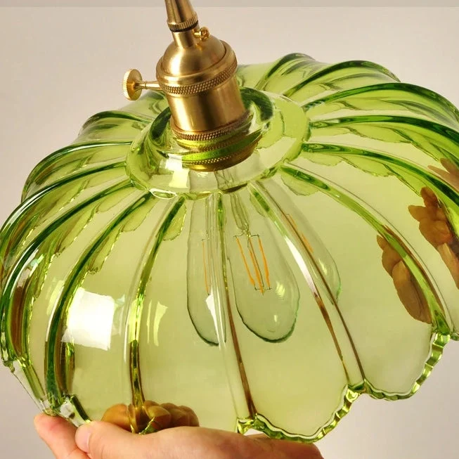 Lumessa | Vintage Glas-Pendelleuchte im Blütendesign