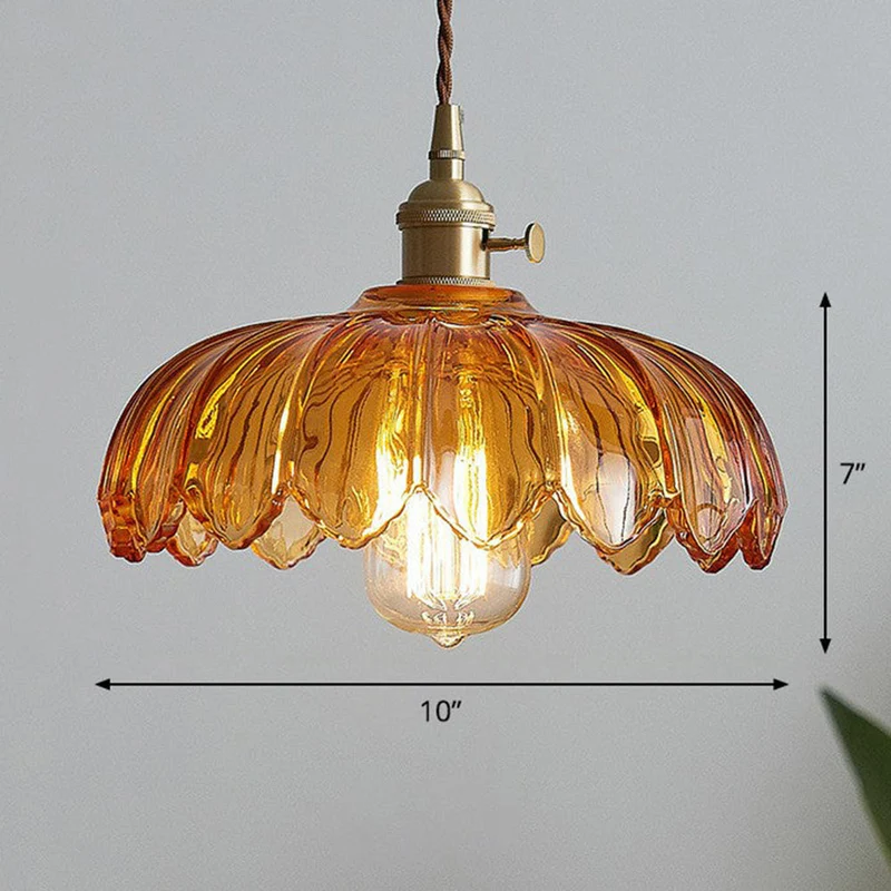 Lumessa | Vintage Glas-Pendelleuchte im Blütendesign