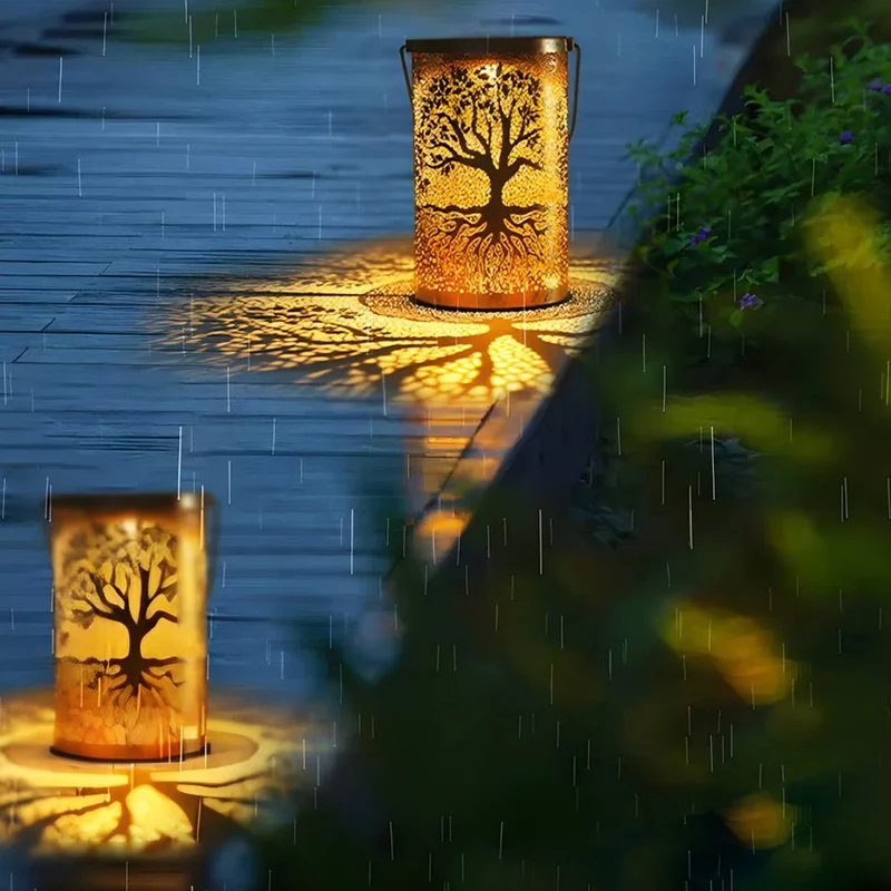 SylvaLux | Solarlaterne mit Baummuster, IP55 wasserdicht