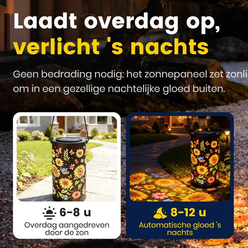 VerdaLux | Kabellose Solarlampe im Blätterdesign für den Garten