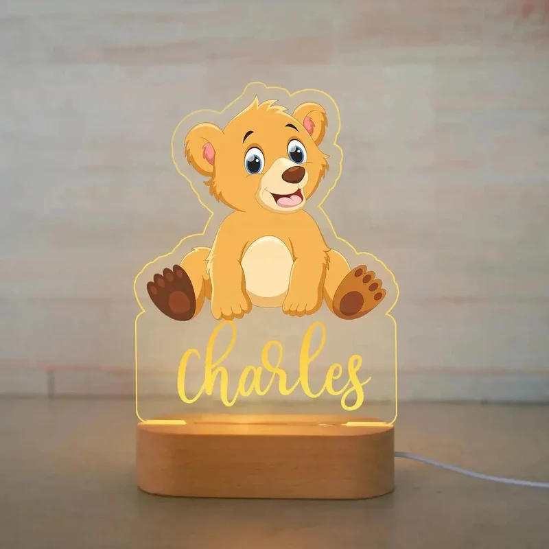 Personalisiertes Nachtlicht mit Tierdesign und Namen für Ihr Kind