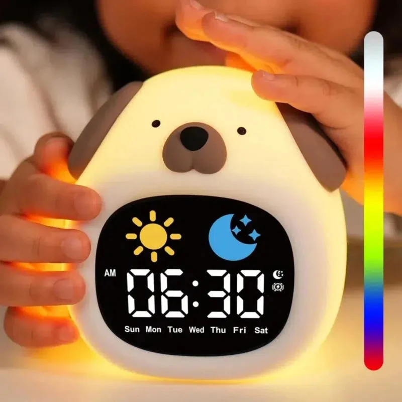 Wecker mit Nachtlicht Hund LED Schlaftrainer für Kinder