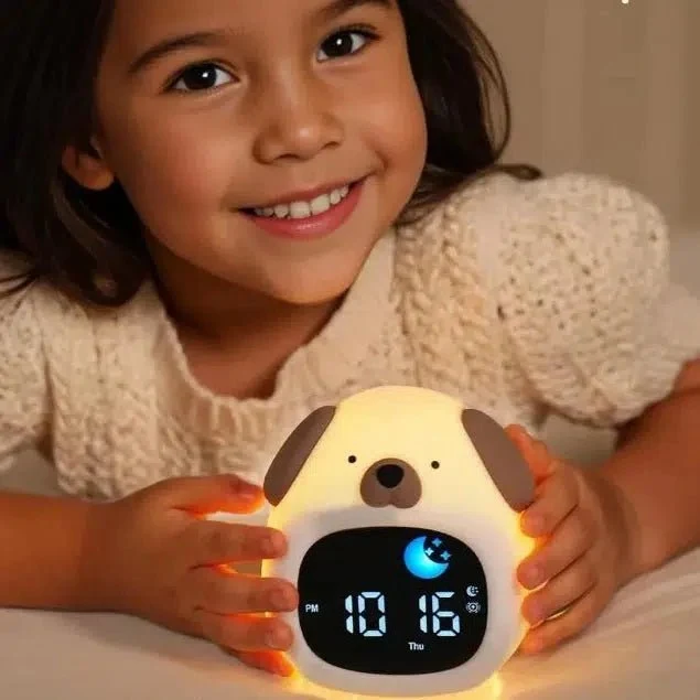 Wecker mit Nachtlicht Hund LED Schlaftrainer für Kinder