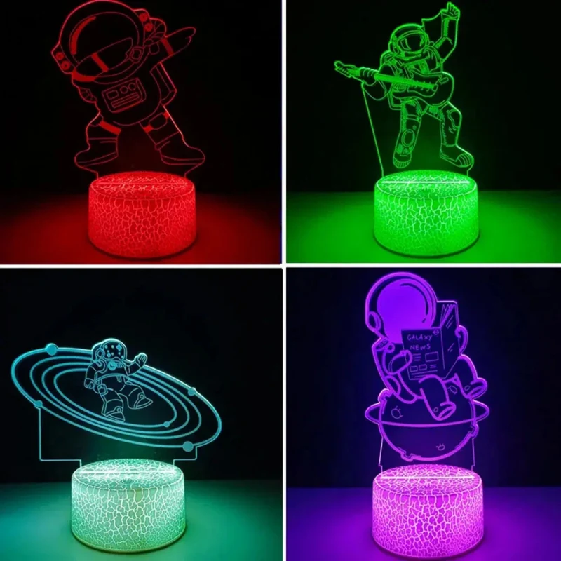 Astronaut Nachtlicht mit 3D-Illusion auf Acrylplatte für das Kinderzimmer