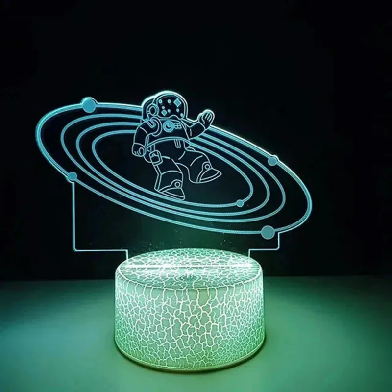 Astronaut Nachtlicht mit 3D-Illusion auf Acrylplatte für das Kinderzimmer