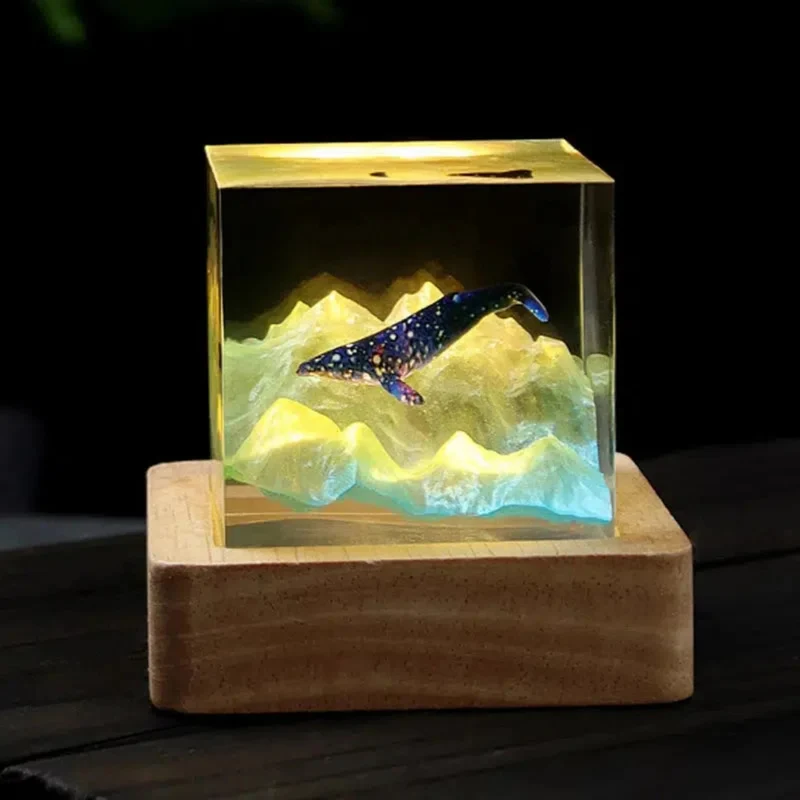 3D Nachtlicht Wal – Kreative LED Tischlampe mit Bergmotiv