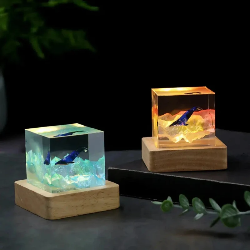 3D Nachtlicht Wal – Kreative LED Tischlampe mit Bergmotiv