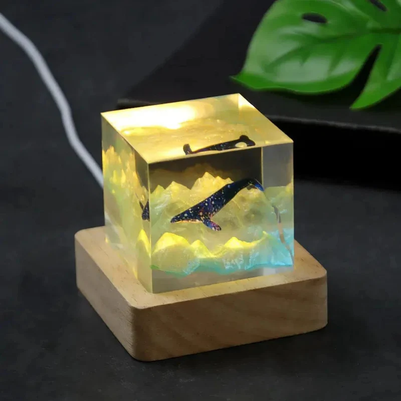 3D Nachtlicht Wal – Kreative LED Tischlampe mit Bergmotiv