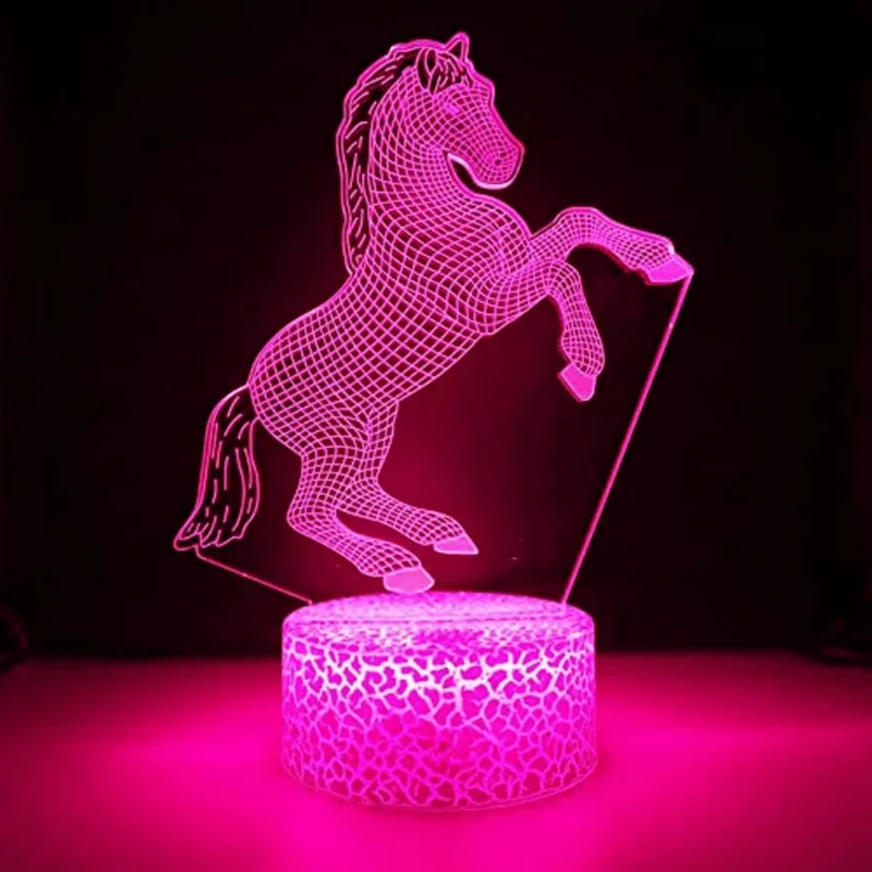 3D LED Nachtlicht Pferd – Magische Schlummerleuchte für Kinder