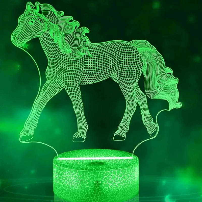 3D LED Nachtlicht Pferd – Magische Schlummerleuchte für Kinder