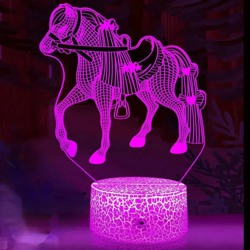 3D LED Nachtlicht Pferd – Magische Schlummerleuchte für Kinder