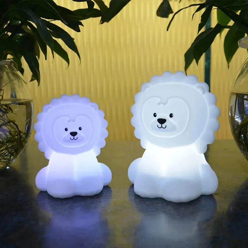 LED Nachtlicht Löwe mit Touchsensor und Fernbedienung – Farbwechselnde Schlummerleuchte für Kinder