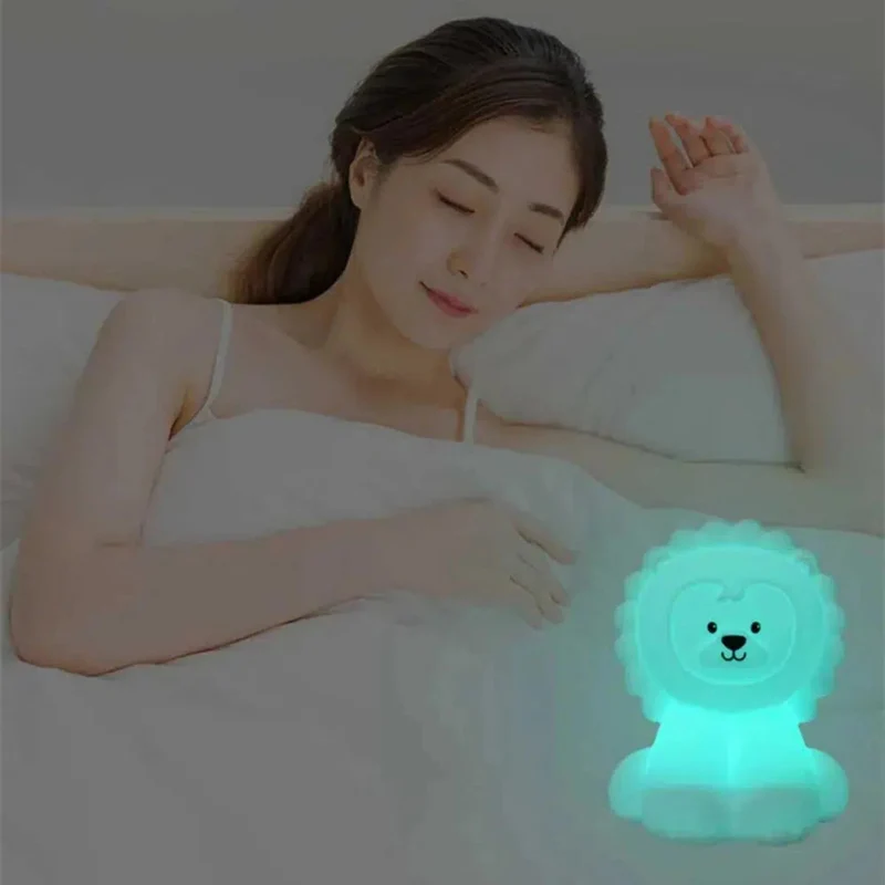 LED Nachtlicht Löwe mit Touchsensor und Fernbedienung – Farbwechselnde Schlummerleuchte für Kinder
