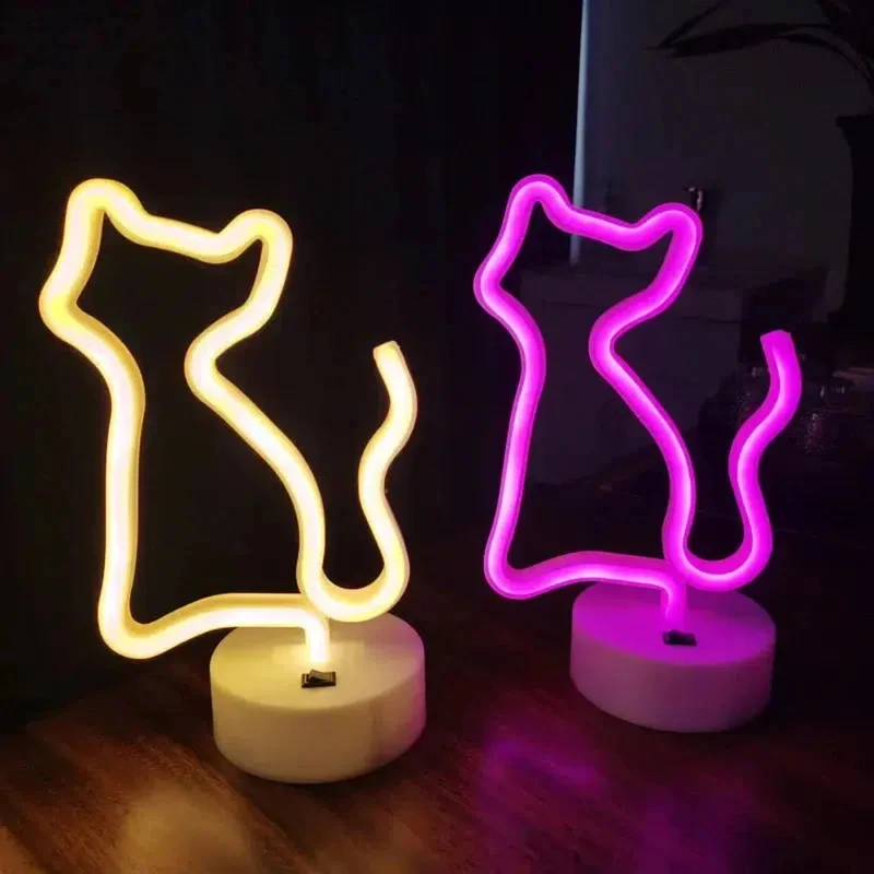 Niedliche Nachtlicht Katze LED Neon Lampe – Stilvolle Beleuchtung für Kinderzimmer