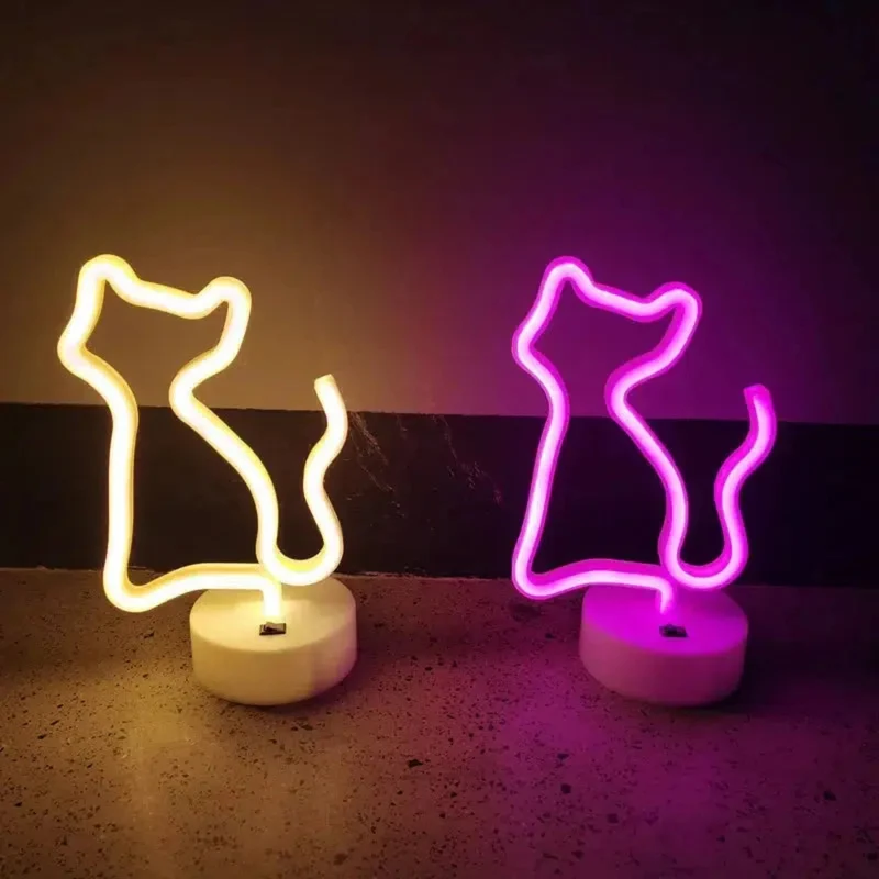 Niedliche Nachtlicht Katze LED Neon Lampe – Stilvolle Beleuchtung für Kinderzimmer