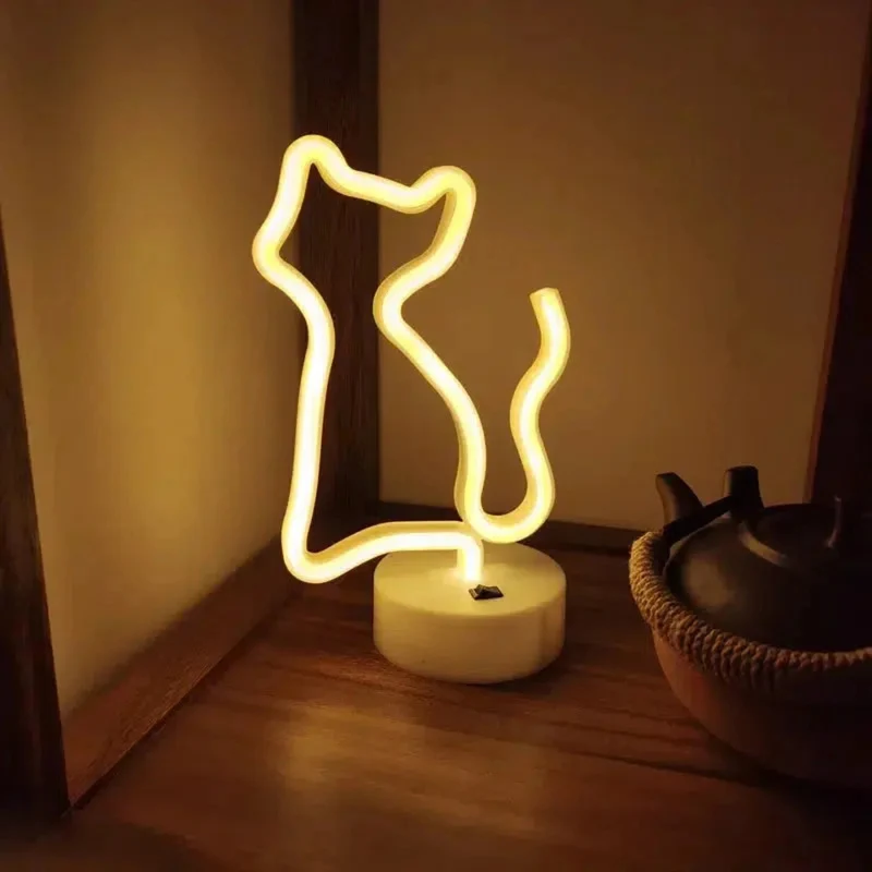 Niedliche Nachtlicht Katze LED Neon Lampe – Stilvolle Beleuchtung für Kinderzimmer