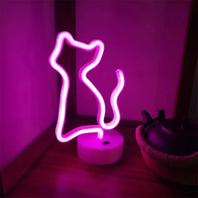 Niedliche Nachtlicht Katze LED Neon Lampe – Stilvolle Beleuchtung für Kinderzimmer