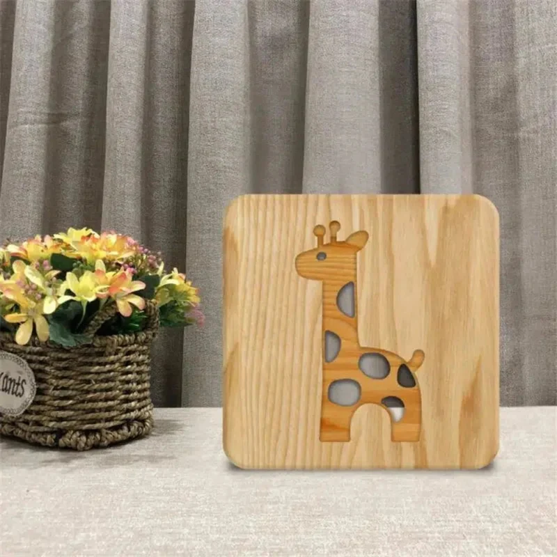 Giraffen-Nachtlicht aus Holz: Dekorative Schlummerleuchte für Kinderzimmer
