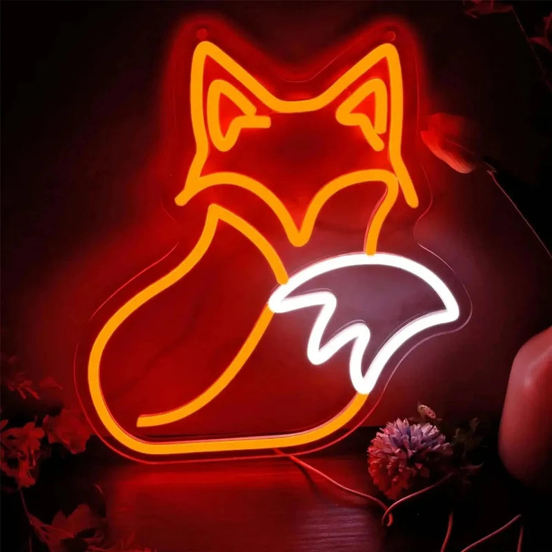 Neon Fuchs Wandleuchte: USB-LED-Nachtlicht für stilvolle Raumdekoration