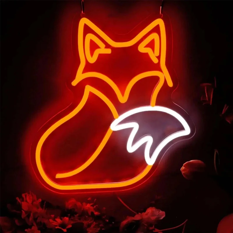 Neon Fuchs Wandleuchte: USB-LED-Nachtlicht für stilvolle Raumdekoration