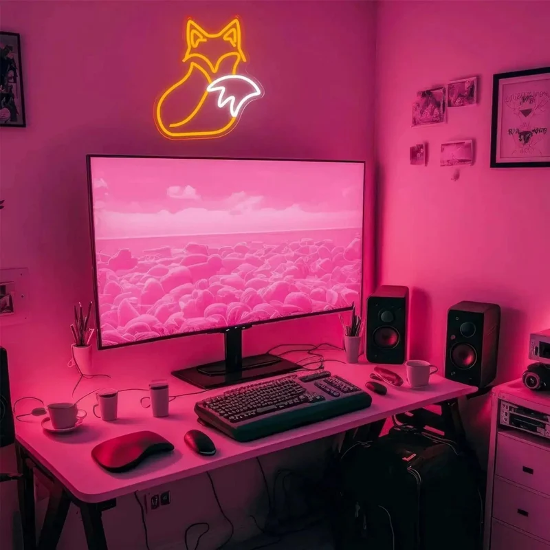 Neon Fuchs Wandleuchte: USB-LED-Nachtlicht für stilvolle Raumdekoration