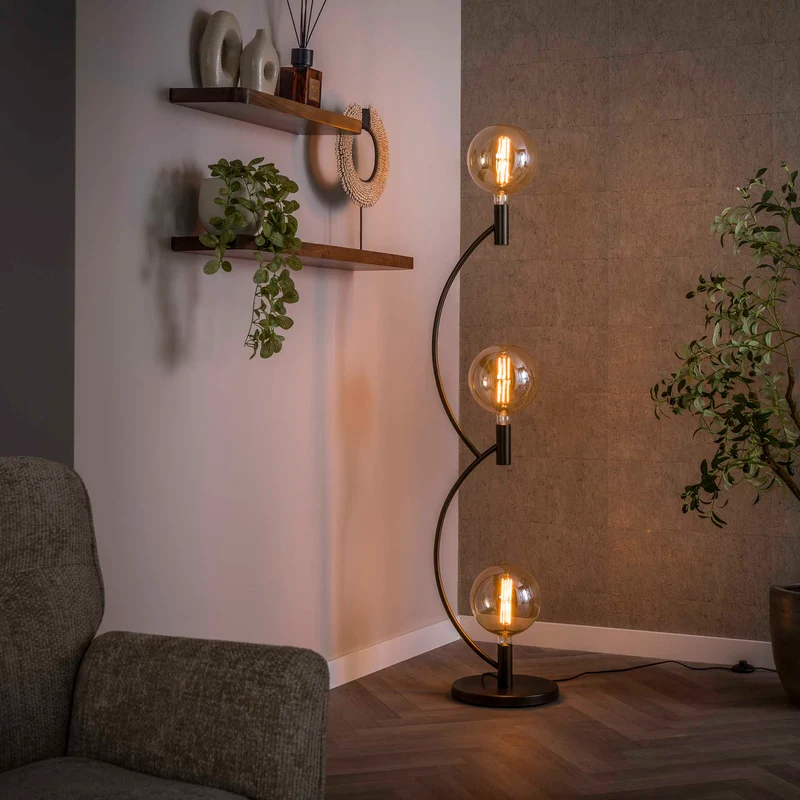 Stehleuchte Arcus 3-flammig – Sienna brown
