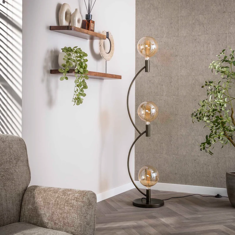Stehleuchte Arcus 3-flammig – Sienna brown