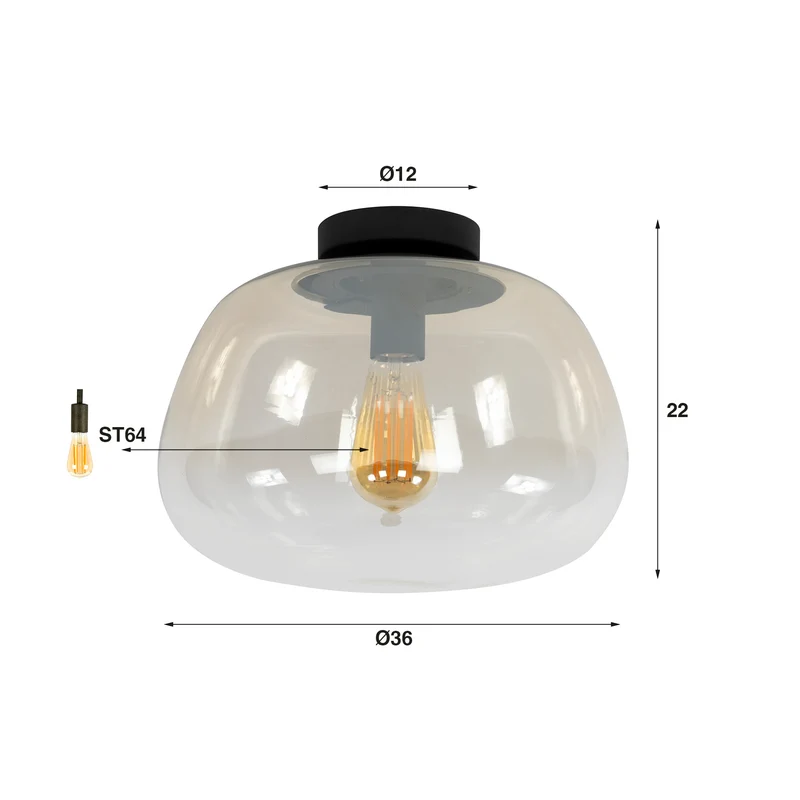 Deckenleuchte Pulse Shaded 1-flammig – Smoke grey glass