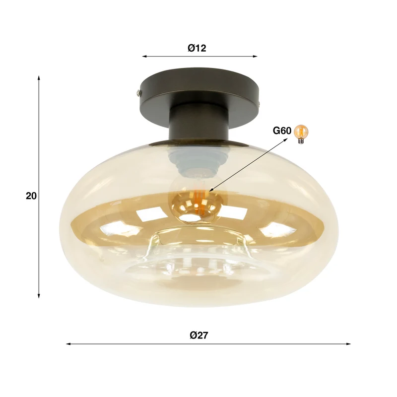Deckenleuchte Soll 1-licht – Amber Glas