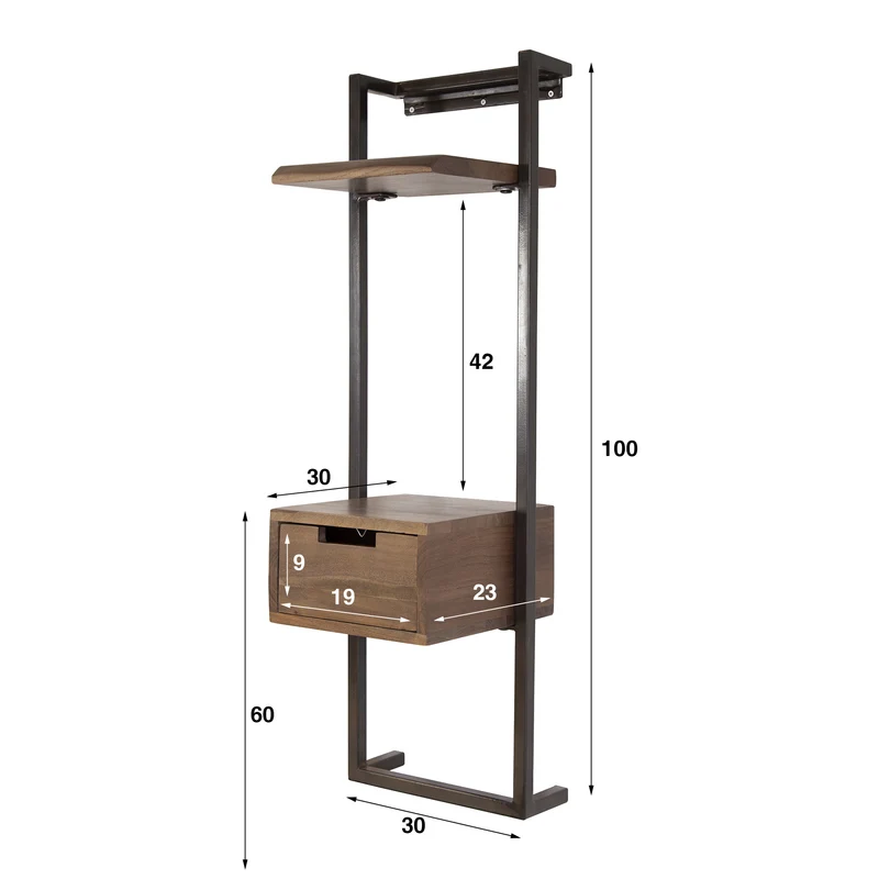 Nachttisch Air Massiv XS 1 Schublade – Massiv Akazie brown