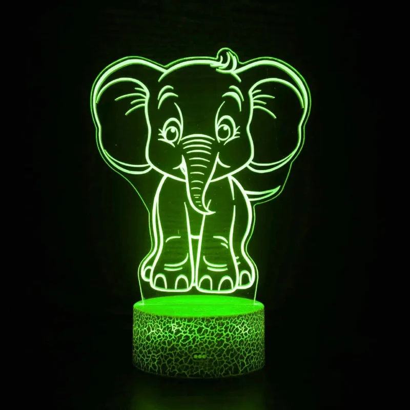 Niedliches 3D Nachtlicht Elefant für Kinder mit Touch oder Fernbedienung
