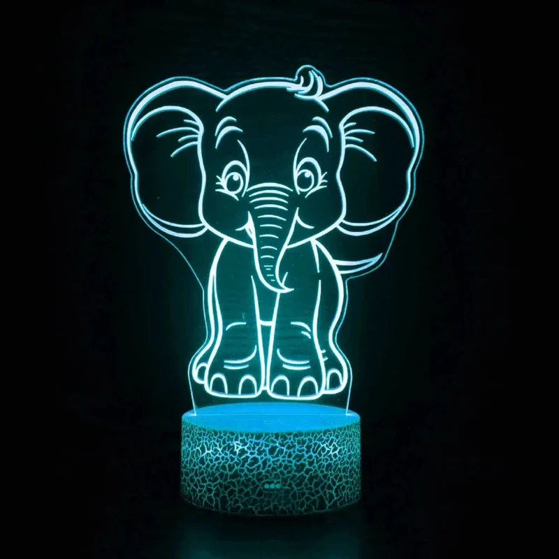 Niedliches 3D Nachtlicht Elefant für Kinder mit Touch oder Fernbedienung