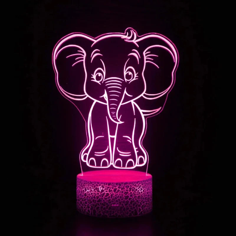 Niedliches 3D Nachtlicht Elefant für Kinder mit Touch oder Fernbedienung