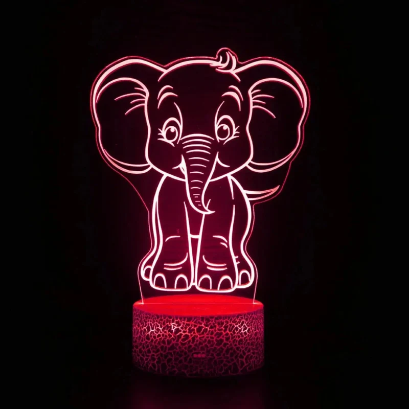 Niedliches 3D Nachtlicht Elefant für Kinder mit Touch oder Fernbedienung