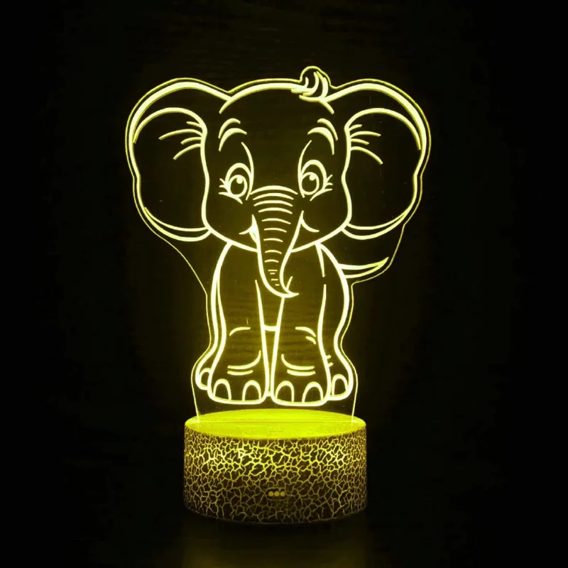 Niedliches 3D Nachtlicht Elefant für Kinder mit Touch oder Fernbedienung