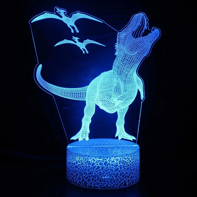 Nachtlicht Dino mit 3D-Effekt und Farbwechsel
