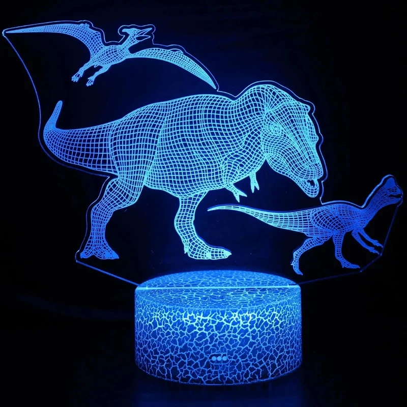 Nachtlicht Dino mit 3D-Effekt und Farbwechsel