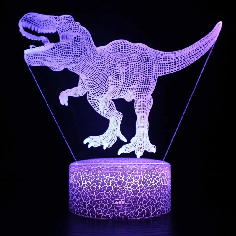 Nachtlicht Dino mit 3D-Effekt und Farbwechsel