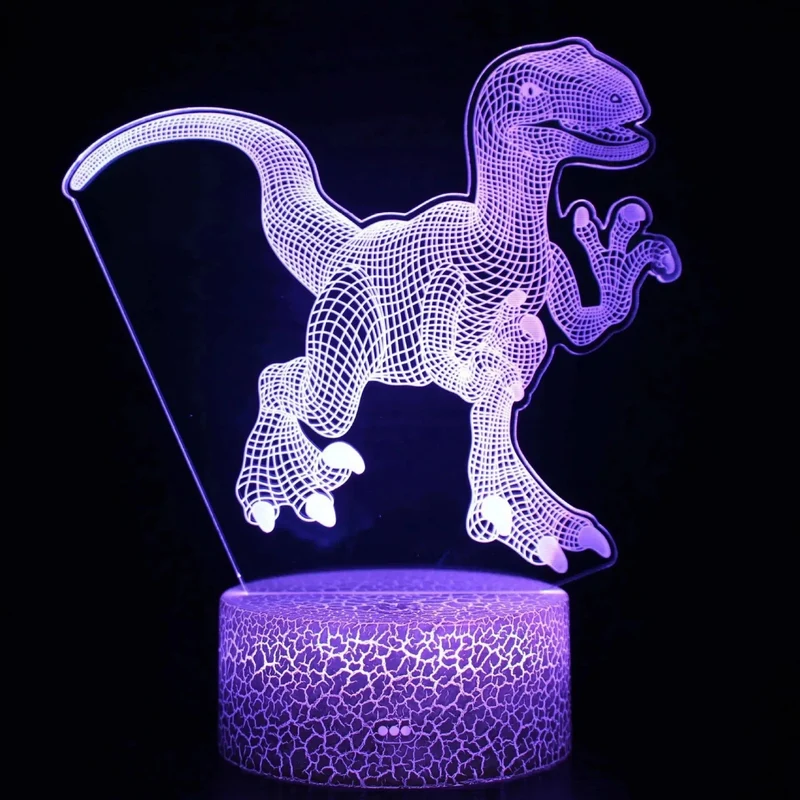 Nachtlicht Dino mit 3D-Effekt und Farbwechsel