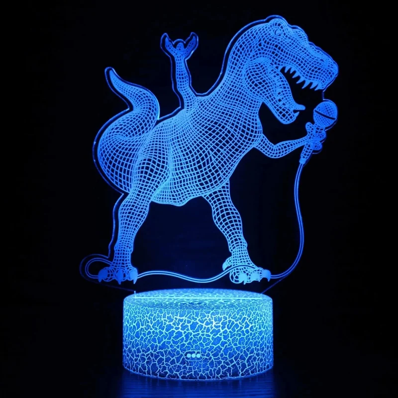 Nachtlicht Dino mit 3D-Effekt und Farbwechsel