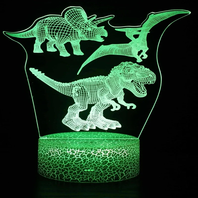 Nachtlicht Dino mit 3D-Effekt und Farbwechsel