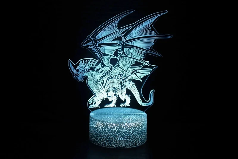 Nachtlicht Dino mit 3D-Effekt und Farbwechsel