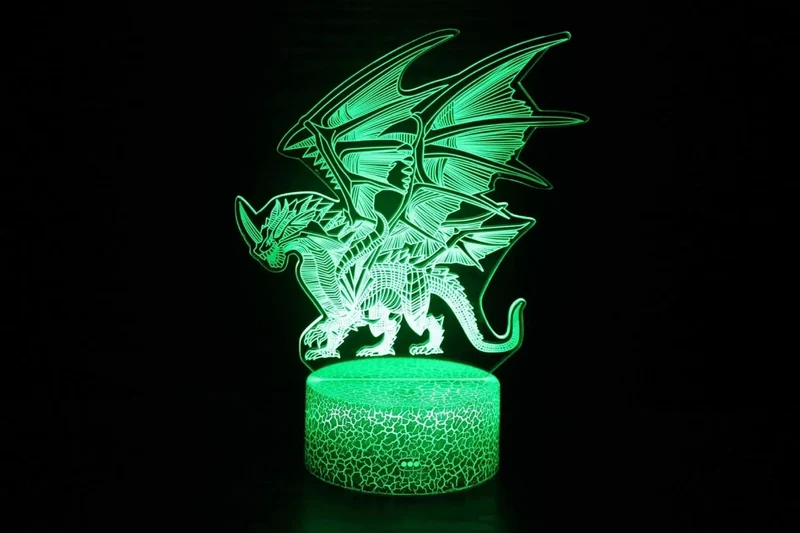 Nachtlicht Dino mit 3D-Effekt und Farbwechsel