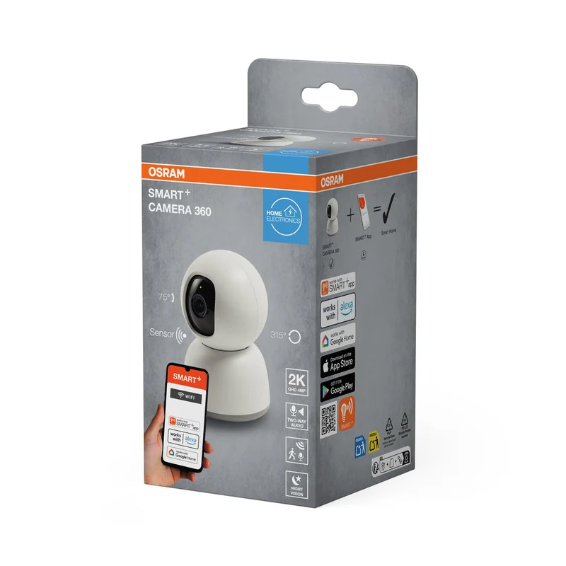 AKTION - OSRAM Wifi SMART+ Smarte Indoor Überwachungskamera Weiß inkl. Gratis Smart Plug