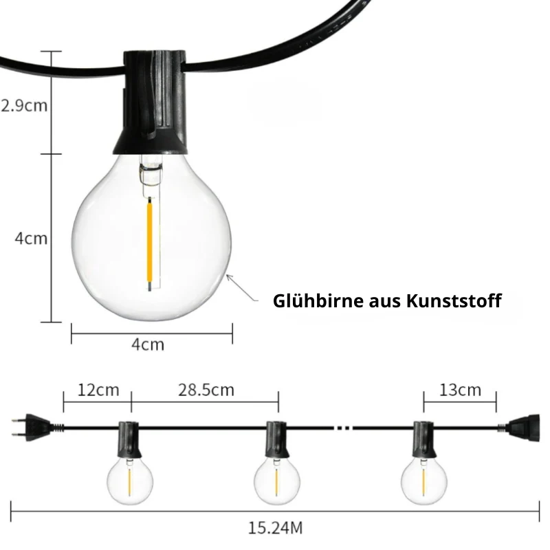 LumiGlow | Wasserdichte LED-Lichterkette für Garten & Terrasse