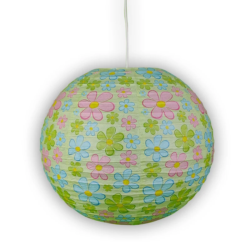 Pendelleuchte Papierballon Bunte Blumen