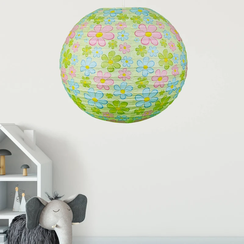 Pendelleuchte Papierballon Bunte Blumen