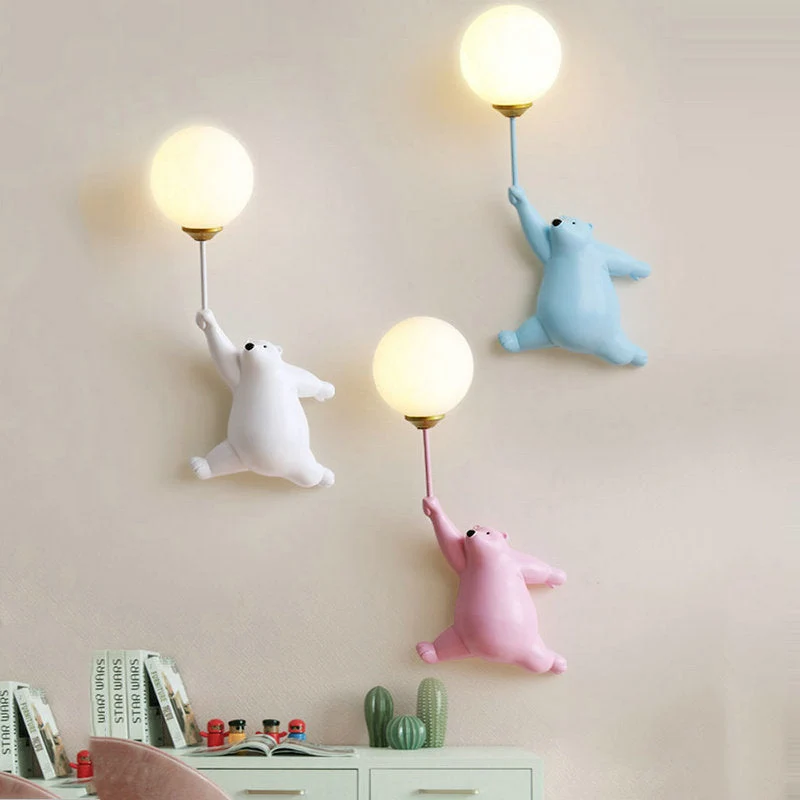 Bär Wandlampe mit Ballon für Kinderzimmer