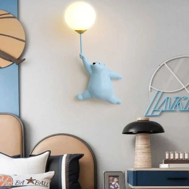 Bär Wandlampe mit Ballon für Kinderzimmer