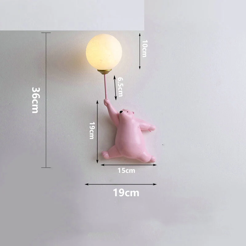 Bär Wandlampe mit Ballon für Kinderzimmer